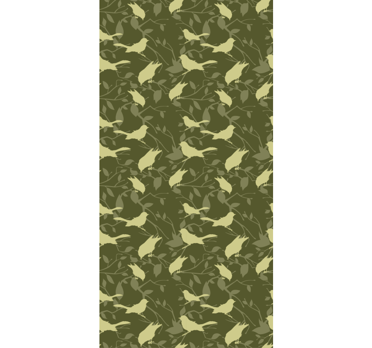 Klasični tapeti z vzorcem viktorijanskih zelenih ptic - TenStickers