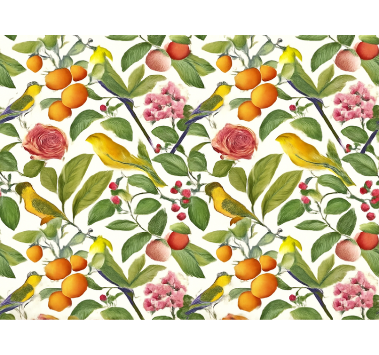 Tapeta za dnevno sobo eksotični džungelski vzorec - TenStickers