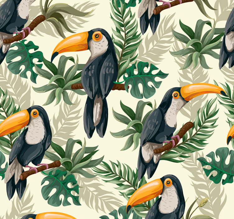 Gozd tapeta džungle toucan - TenStickers