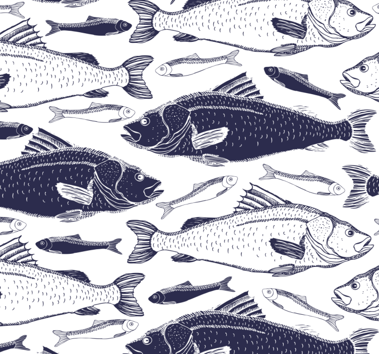 Swimming gray pattern ribji tapeti - TenStickers