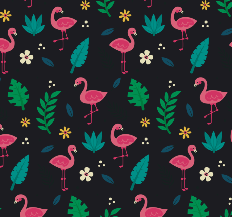 Flamingo vzorec tapeta z živalmi - TenStickers