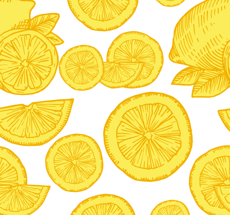 Oranžne in limonine skice citrus tapeta - TenStickers