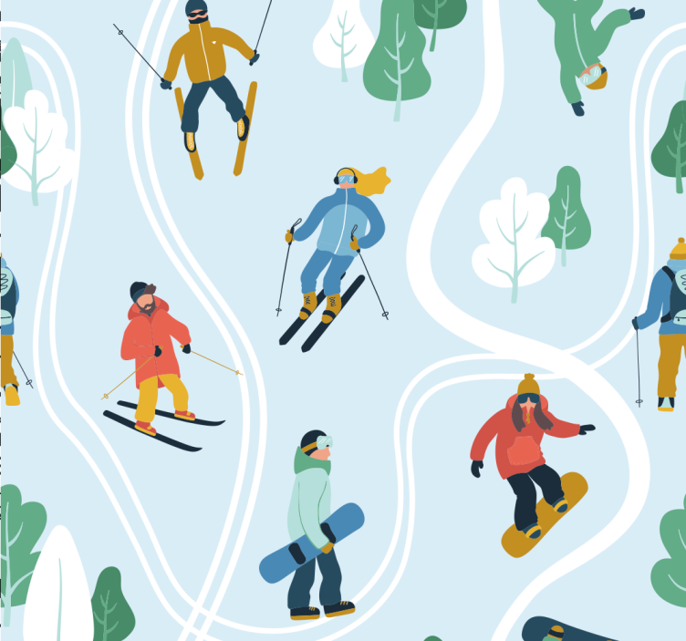 Igrivi zimski športi otroške sobe tapete - TenStickers