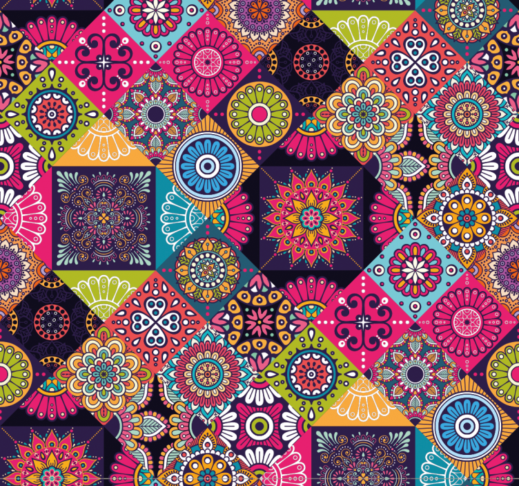 tapeta za temne ploščice mandala - TenStickers