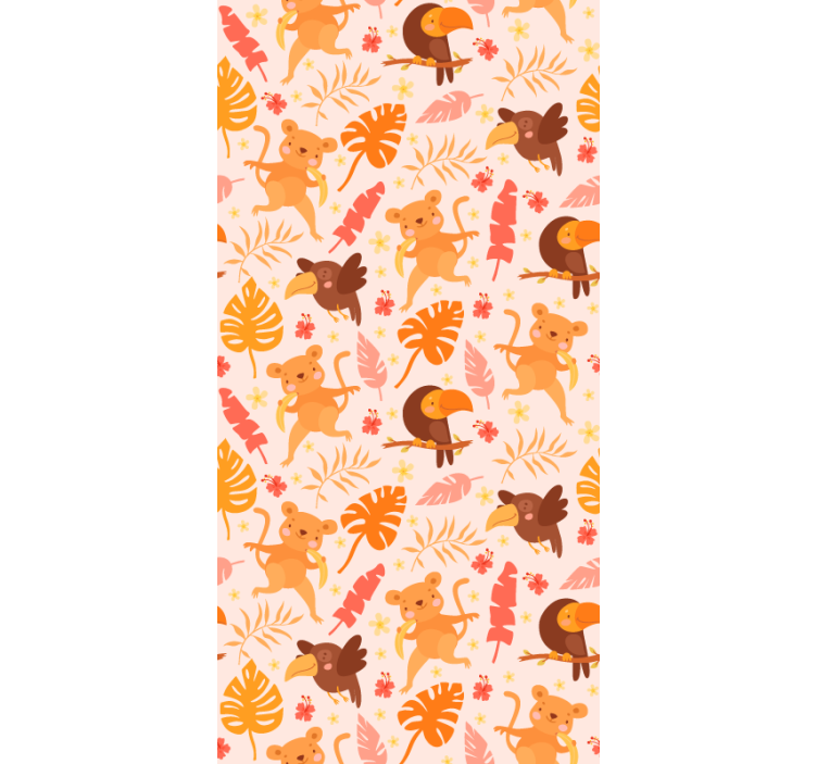 Igriva džungelska favna mačke ozadje - TenStickers