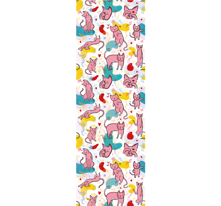 Igrivi mačji vzorci mačke ozadje - TenStickers
