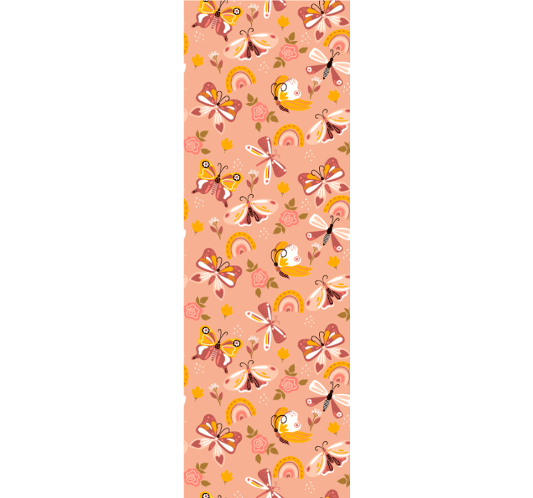 Vzorec flore metulja metuljev ozadje - TenStickers