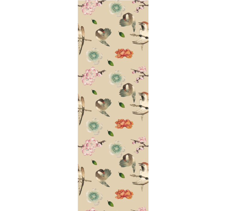 Očarljivo ptičje cvetenje tapeta z motivom vrtnice - TenStickers