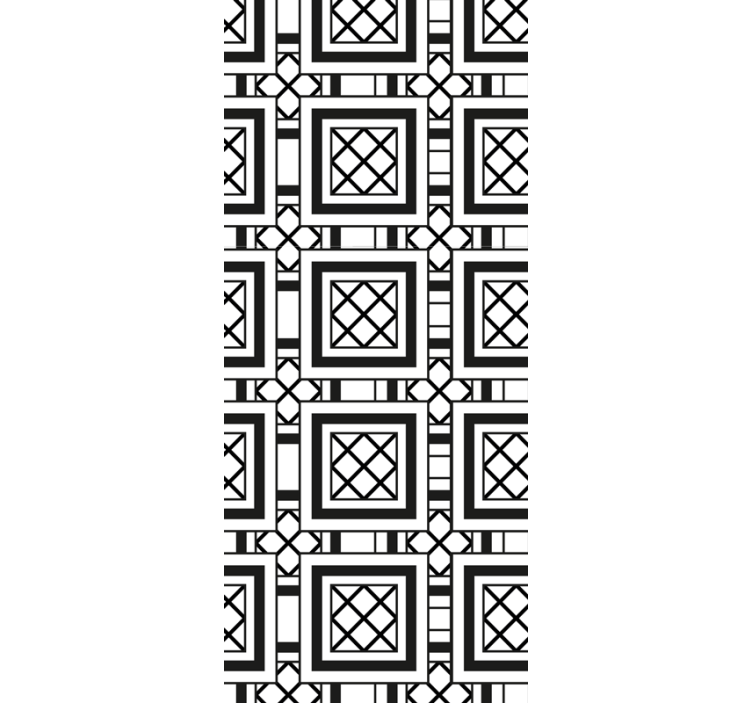 črno-bel klasični vzorec tapeta z vzorcem ploščic - TenStickers