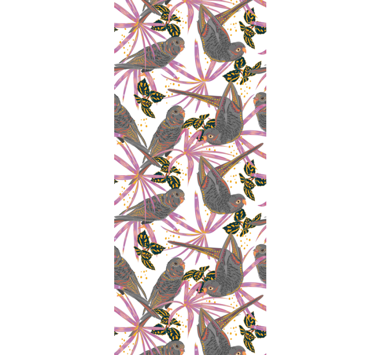 Colorful leaves tapeta z motivi ptic - TenStickers