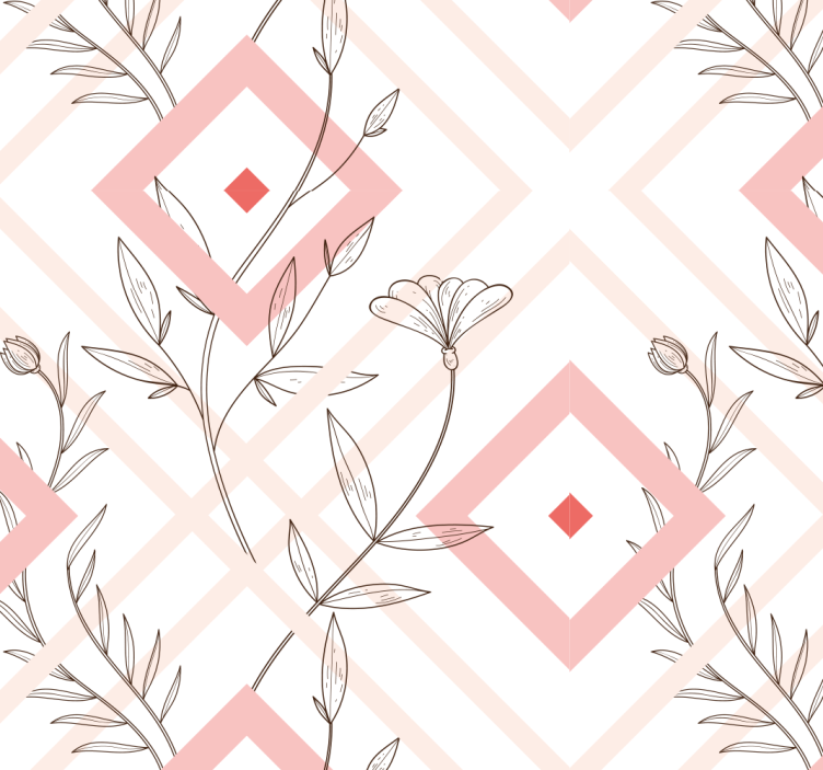 Cvetlične oblike diamantov Tapeta za dnevno sobo - TenStickers