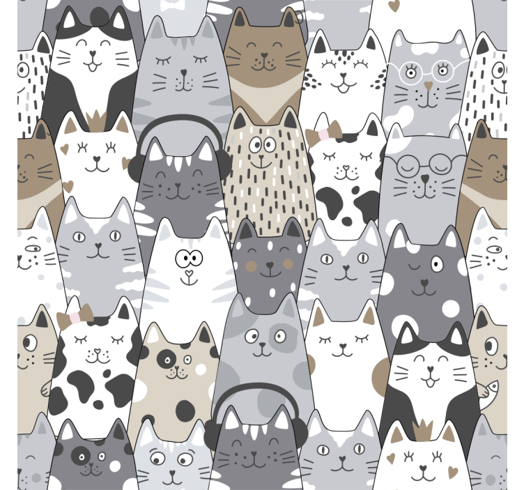 Risane mačke Barvito ozadje za otroško sobo - TenStickers
