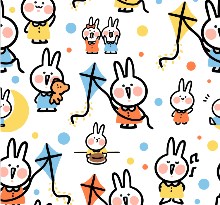 Tapeta z živalmi zajčki z zmaji - TenStickers