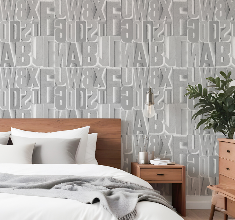 3d sive črke tapeta z napisi in črkami - TenStickers