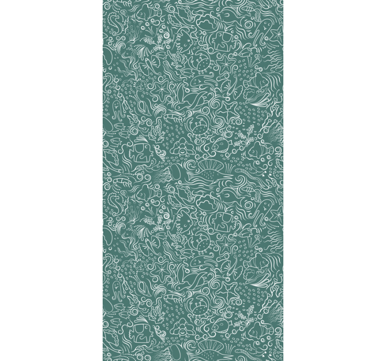 Podvodni ročno narisani vzorec živali tapeta - TenStickers