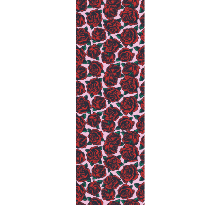 Vzorec rdeče vrtnice tapeta z rožnatim vzorcem - TenStickers