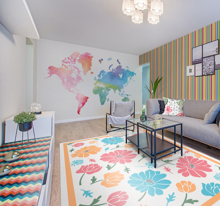 Večbarvne črte tapeta z horizontalnimi linijami - TenStickers