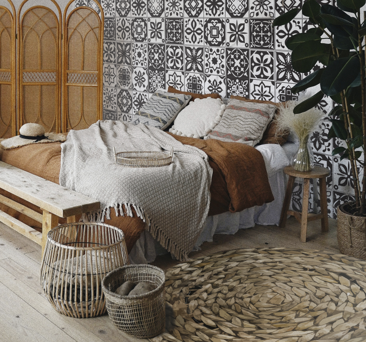 Arabeska - črno-bele okrasne tapeta - TenStickers