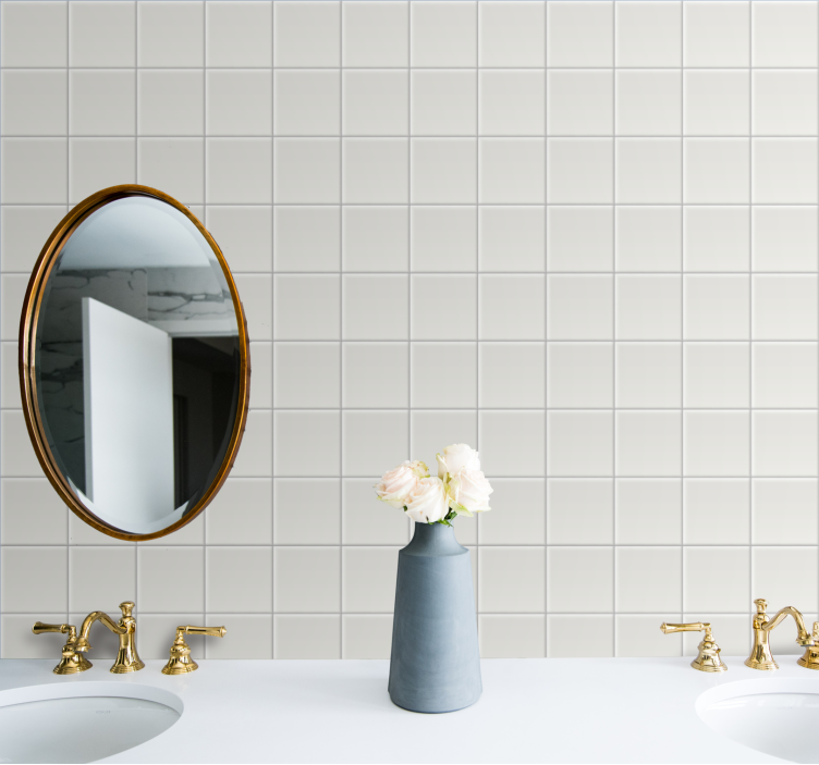 Preprost bel motiv tapeta z vzorcem ploščic - TenStickers