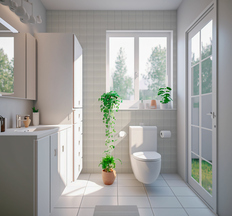 Preprost bel motiv tapeta z vzorcem ploščic - TenStickers