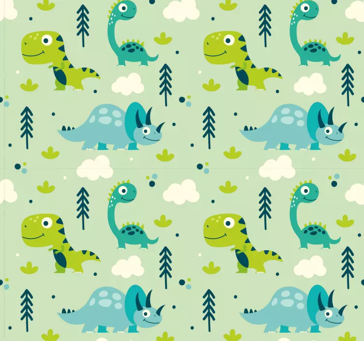 Zeleno tapeta vrtec dinozaver tapeta - TenStickers