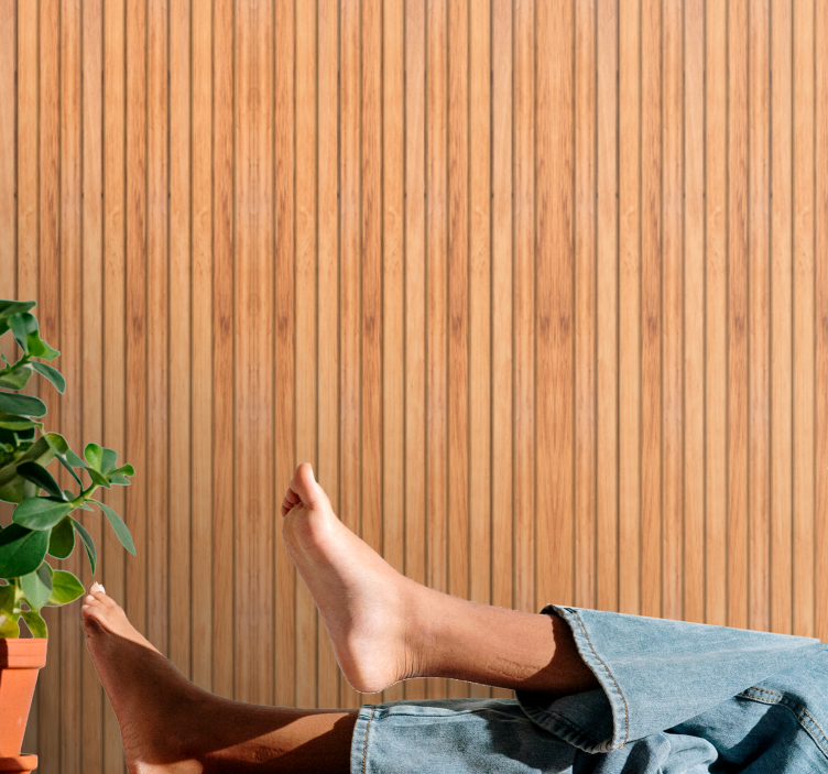 Navpične tapeta iz tikovega lesa v slogu lesa - TenStickers