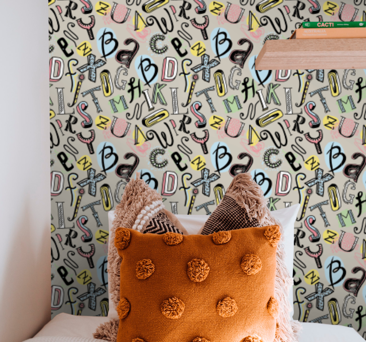 Abecedna zabava tapeta z napisi in črkami - TenStickers