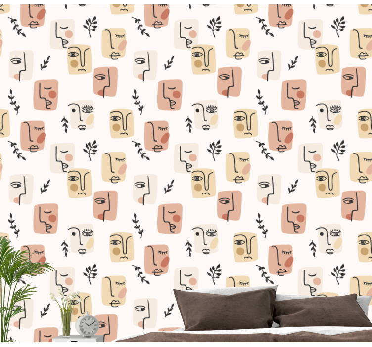 Abstraktni vzorci obraza umetniško tapeta - TenStickers