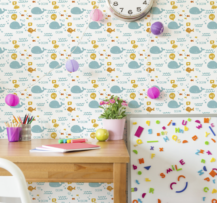 Barvne in vesele tapeta za oceanske živali - TenStickers