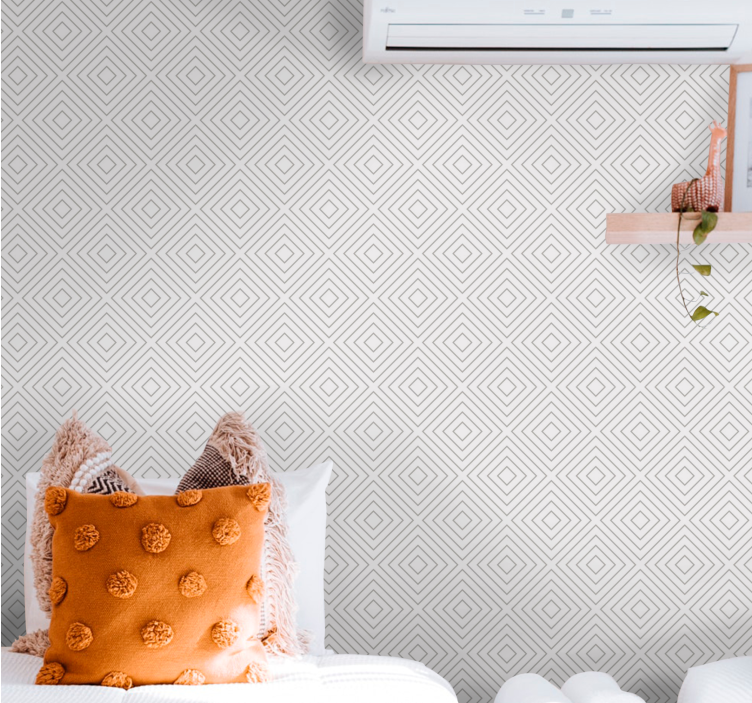 tapeta v beli barvi s sivimi kvadratki - TenStickers