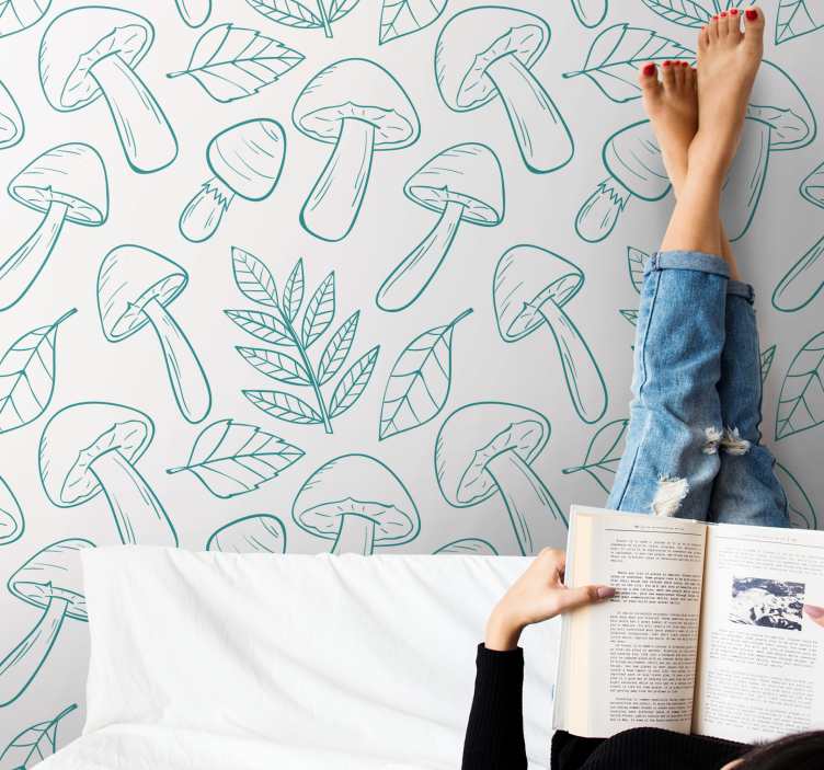 Bele in svetlo modre gobe tapeta - TenStickers