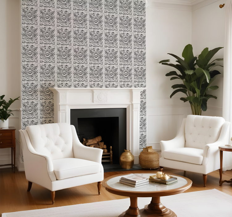 Bele ploščice baročni tapeta - TenStickers