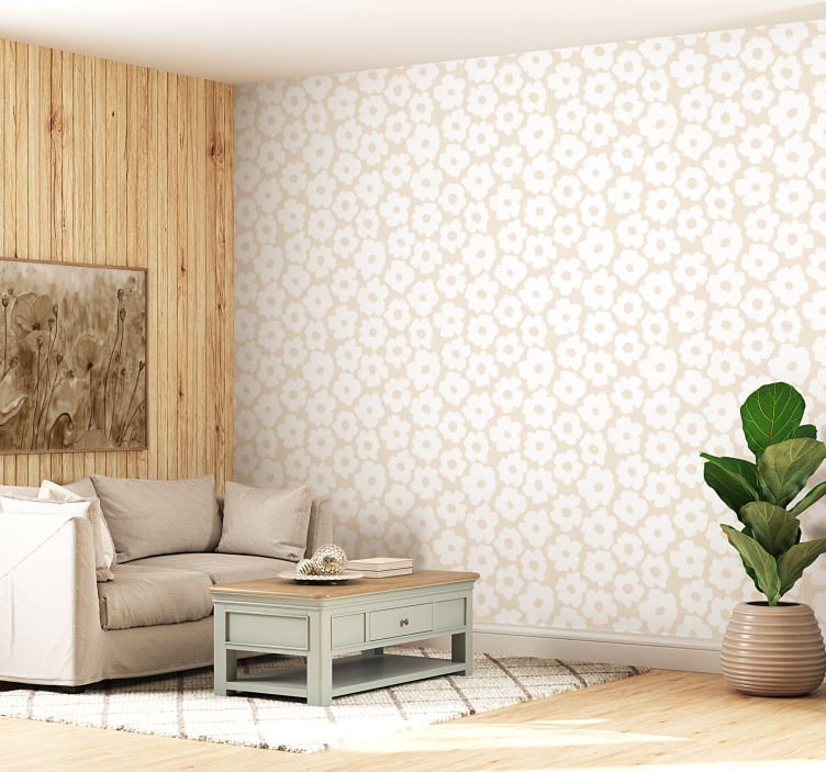 Beli mak tapeta z motivom vrtnice - TenStickers