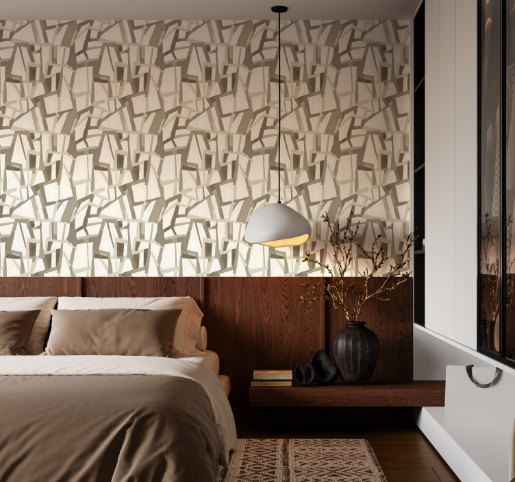 Bež nordijski stil abstraktno tapeta - TenStickers