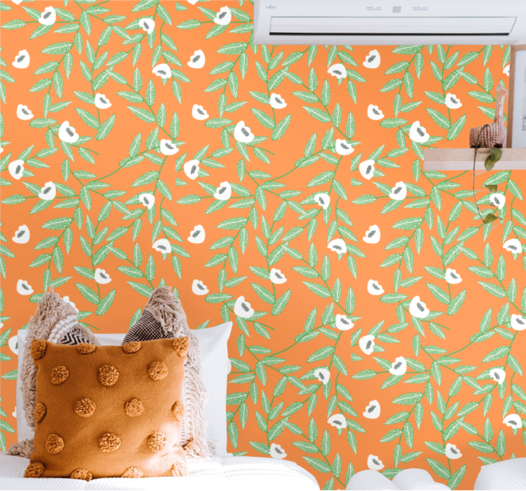 Botanična sestava listov tapeta z motivom vrtnice - TenStickers