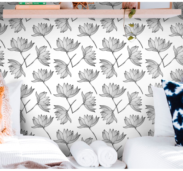 Botanične skice tapeta z motivom vrtnice - TenStickers