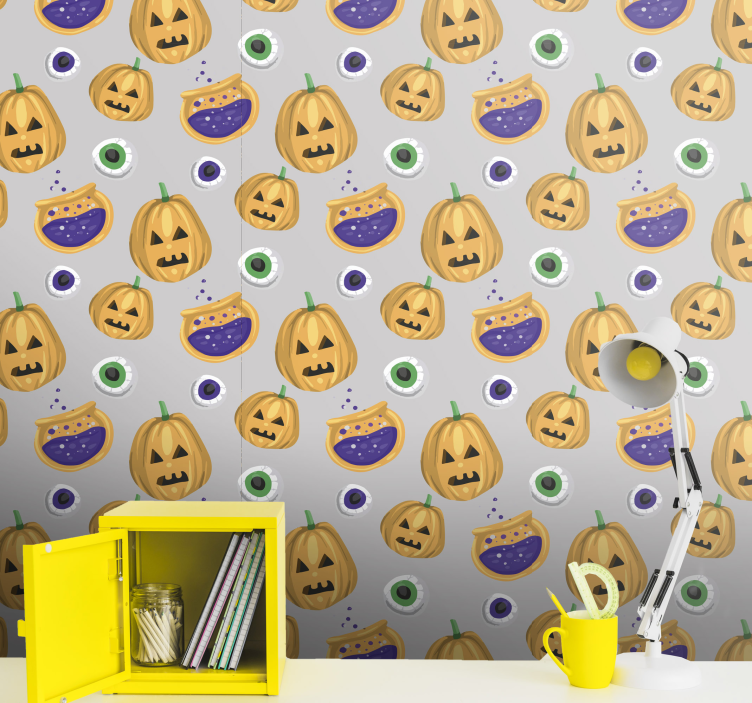 Bučni vzorec Halloween ozadje - TenStickers