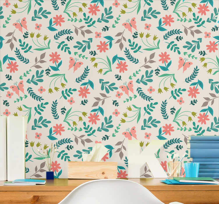 Poročno tapeta s cvetličnim vintage dizajnom - TenStickers