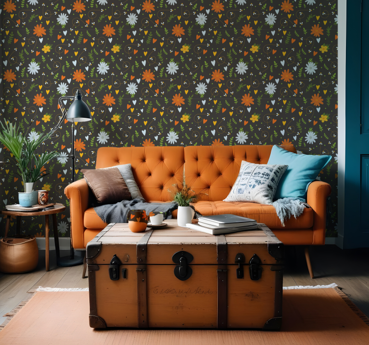 Cvetlični navijaški motiv tapeta z motivom vrtnice - TenStickers