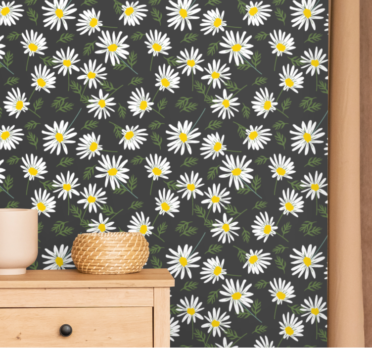 Daisies and leaves tapeta z motivom vrtnice - TenStickers