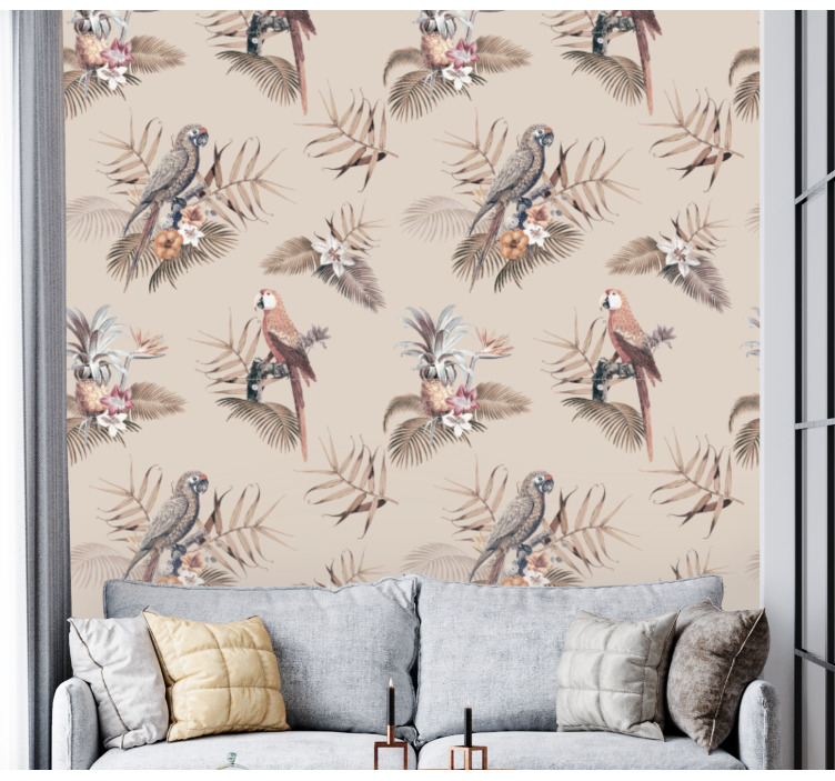 Eleganca tropske papige papige ozadje - TenStickers