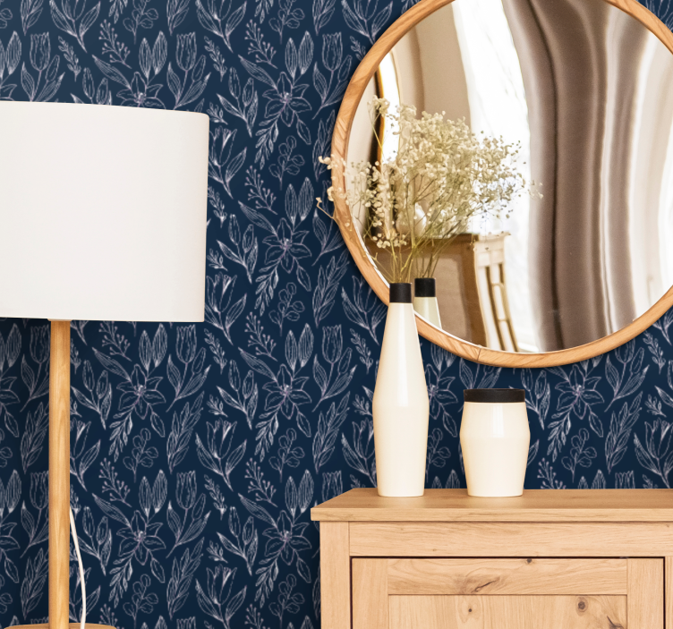 Modro cvetoč motiv tapeta z motivom vrtnice - TenStickers