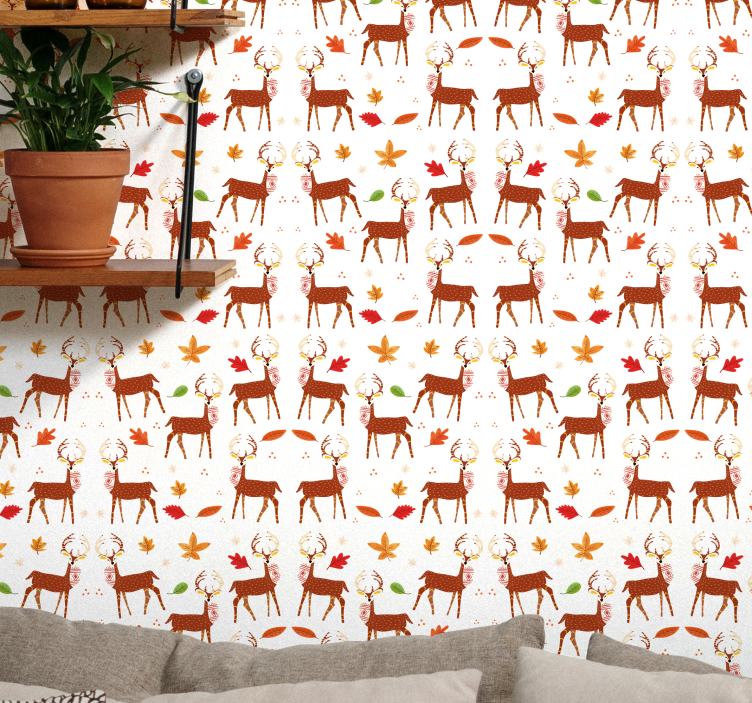 Festive inspired deer božično ozadje za tapete - TenStickers