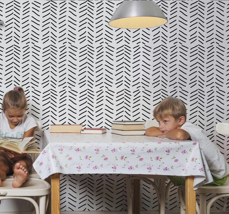 črno-bele poteze tapeta trak - TenStickers