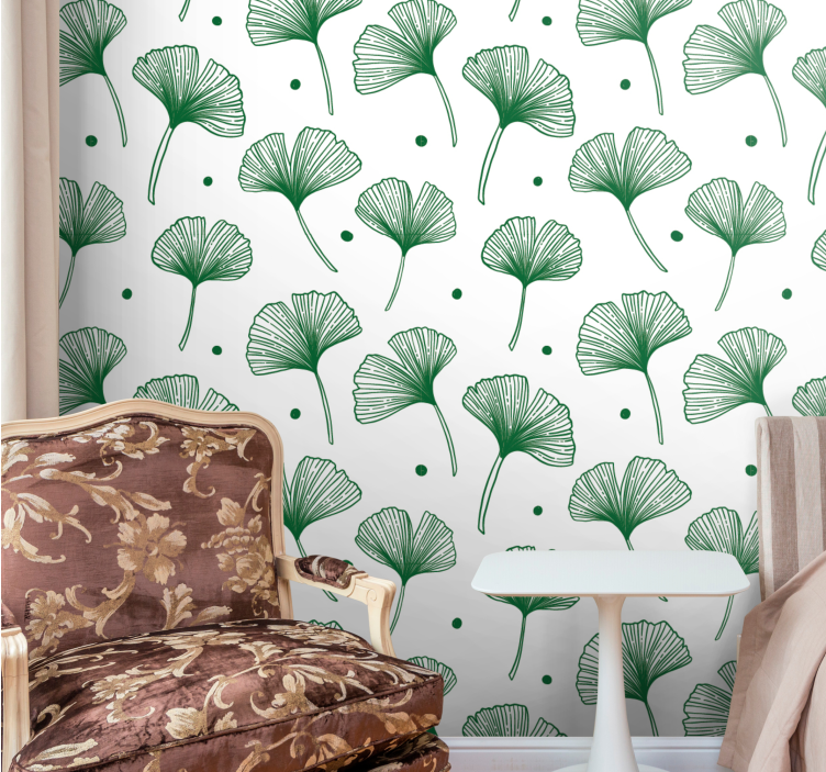 Ginko verde elegante tapeta z listi - TenStickers