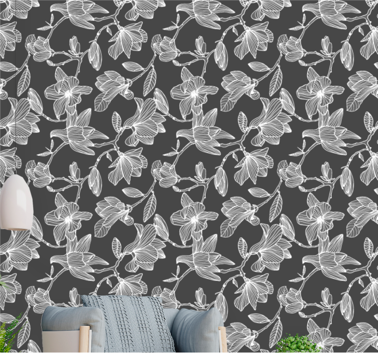 Sestava rjavih cvetov tapeta z motivom vrtnice - TenStickers