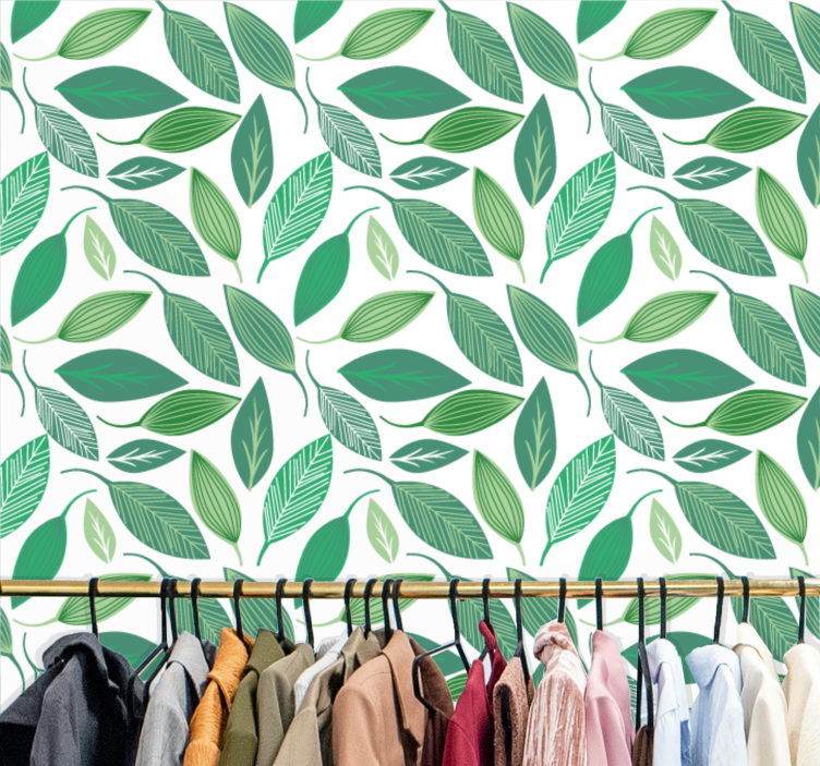 Green botanical elements tapeta z listi - TenStickers