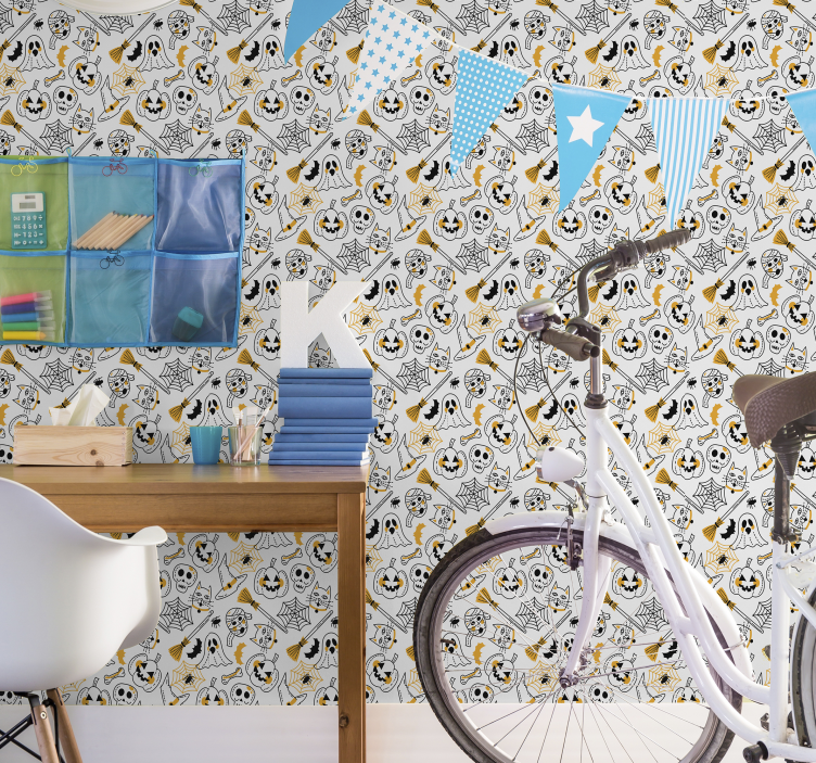 Grozljiva zbirka ikon Halloween ozadje - TenStickers