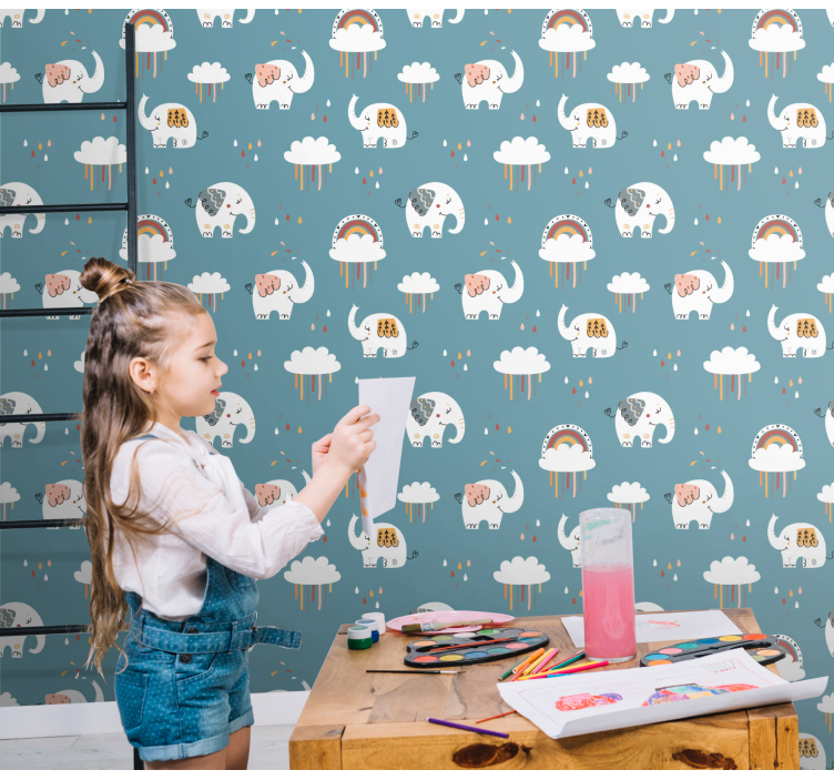 Igriva parada slonov tapeta z motivom slona - TenStickers