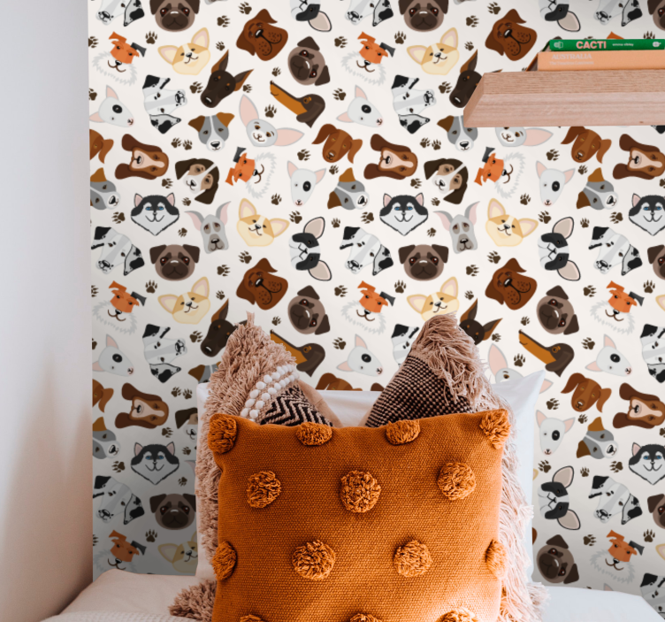 Igrive ilustracije psov Tapete s psi - TenStickers